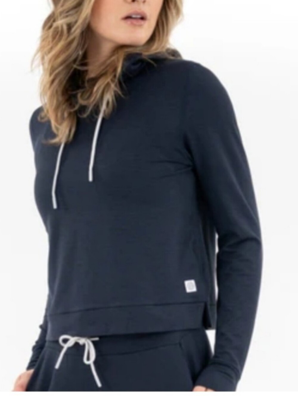 Rhoback Women Black Hoodie with White Drawstrings